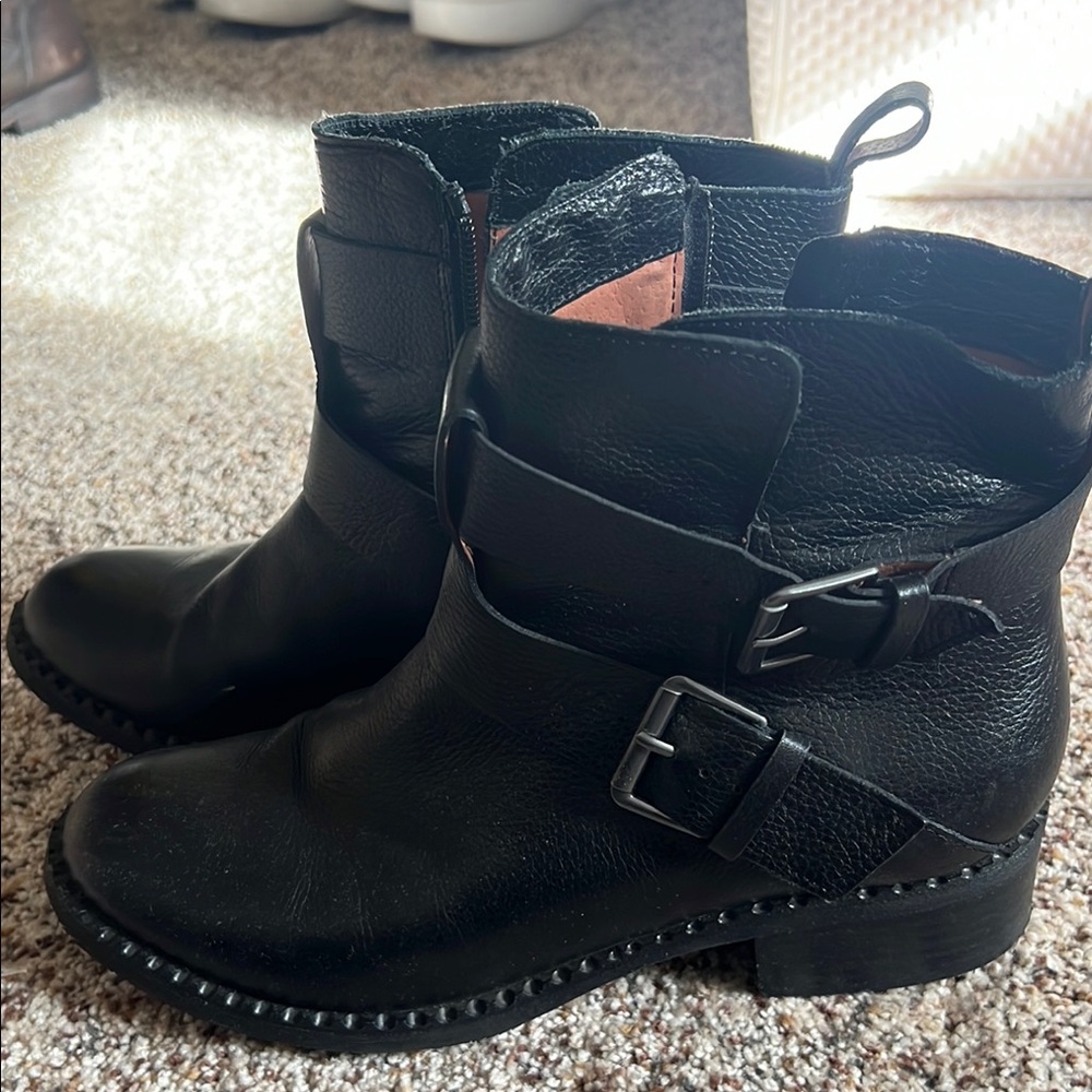 Gentle Souls Black Moto Combat Boots with Rugged Sole